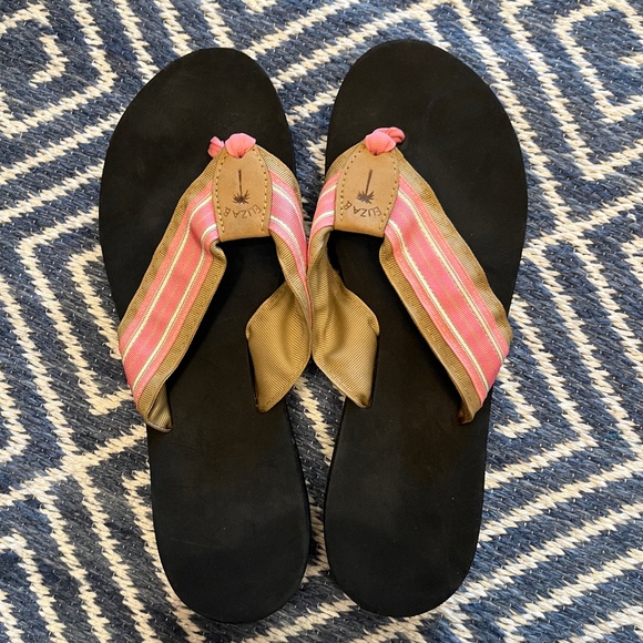 ELIZA B. Flip flops thongs sandals Pink and Taupe Size 11 - Picture 1 of 4